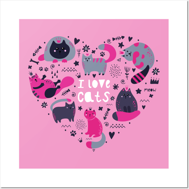 I Love Cats Wall Art by machmigo